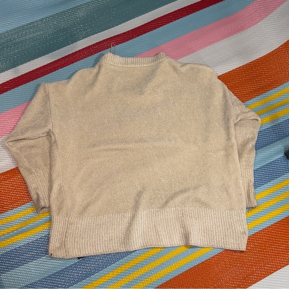 Zara Cream Crew Neck Knit Sweater Women’s Size Medium - Picture 2 of 3